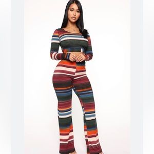 Striped Flare Pant Set